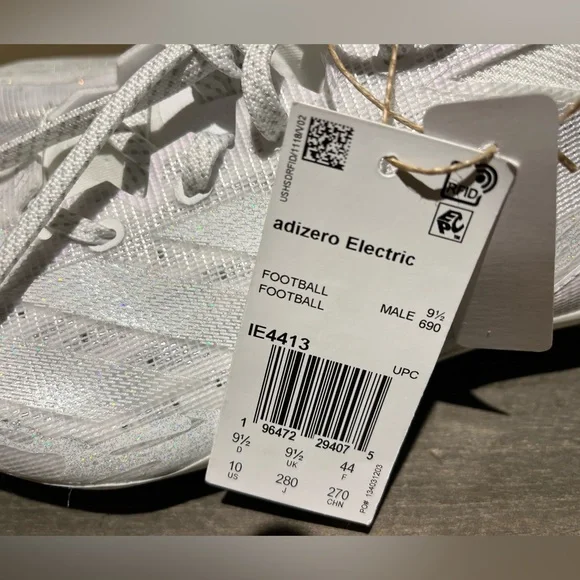 Adidas Adizero Electric Football Cleats - White and Pearl Sz 10 Mens NWOB - Picture 8 of 8